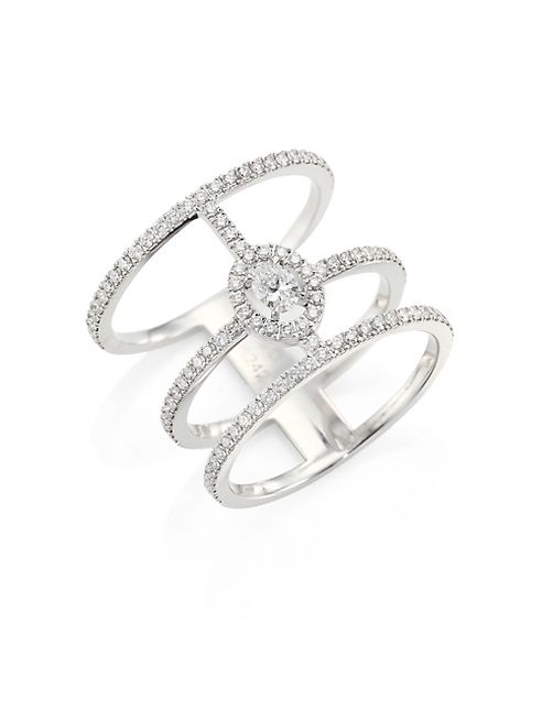 Messika - Glam'Azone 3-Row Diamond & 18K White Gold Ring