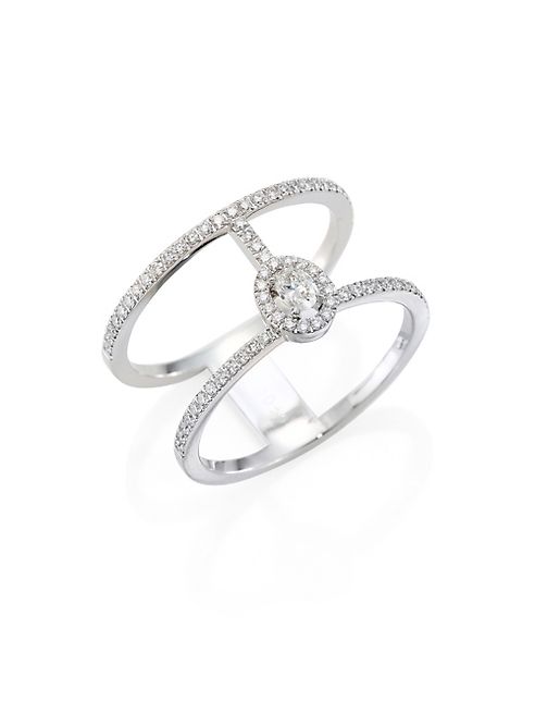 Messika - Glam'Azone Two-Row Pavé Diamond & 18K White Gold Ring