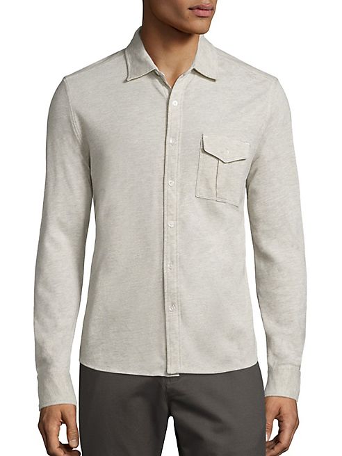 Billy Reid - Heathered Long Sleeve Pique Shirt