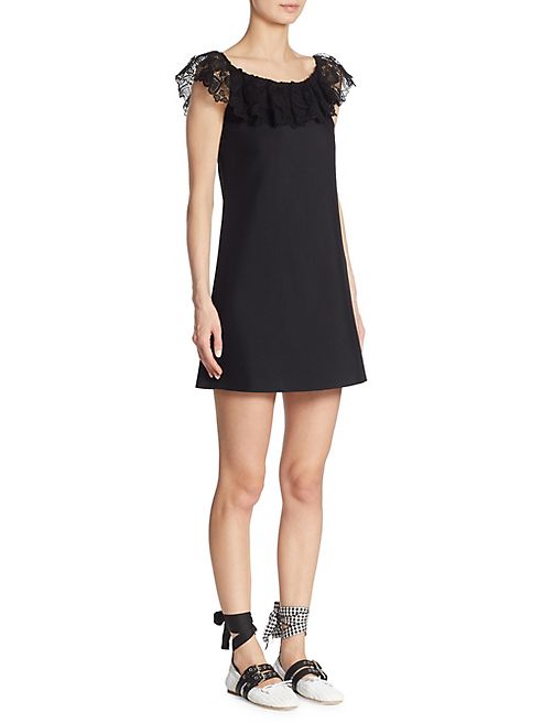 Miu Miu - Heart-Macramé Lace Ruffle Dress