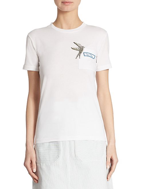 Miu Miu - Sparrow-Embroidered Pocket Tee