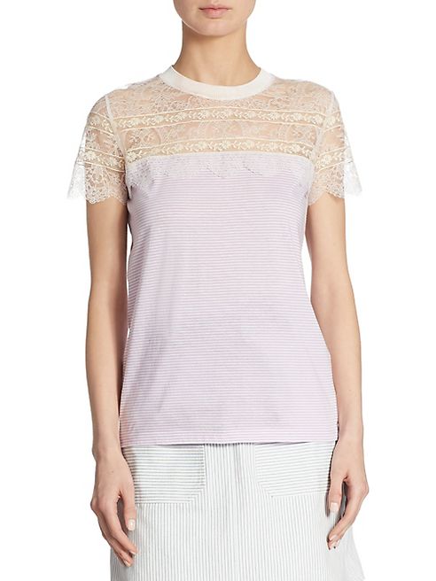 Miu Miu - Lace Striped Tee