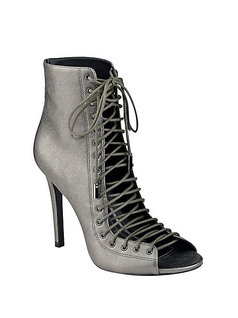 KENDALL + KYLIE - Ginny Metallic Leather Lace-Up Booties