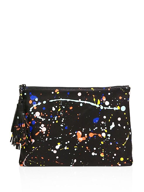 Loeffler Randall - Soft Splatter Paint Leather Tassel Pouch