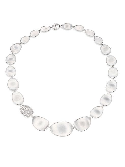 Marco Bicego - Lunaria Diamond & 18K White Gold Small Single Station Necklace