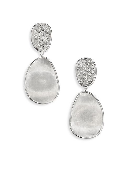 Marco Bicego - Lunaria Small Diamond & 18K White Gold Double-Drop Earrings