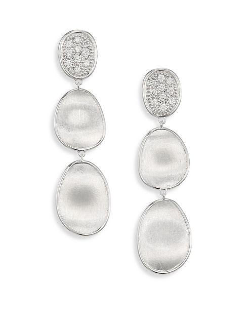 Marco Bicego - Lunaria Small Diamond & 18K White Gold Triple Drop Earrings