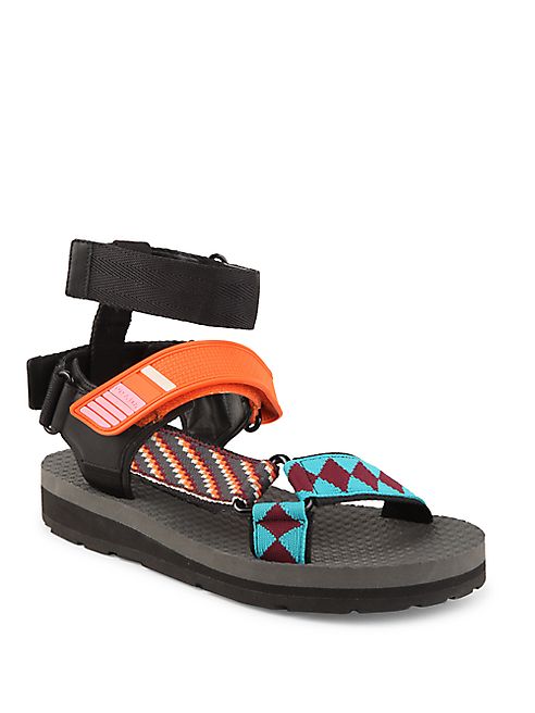 Prada - Strappy Grip-Tape Sandals