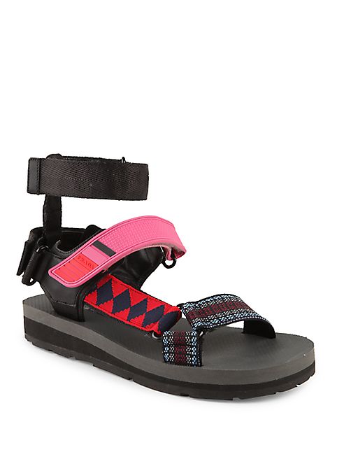 Prada - Strappy Grip-Tape Sandals