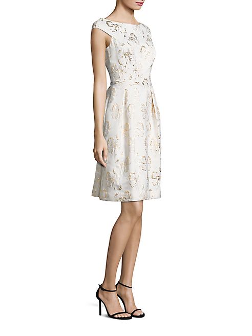 Teri Jon by Rickie Freeman - Metallic Floral Jacquard Dress