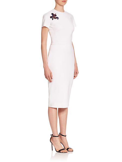 Victoria Beckham - Floral Applique Sheath Dress