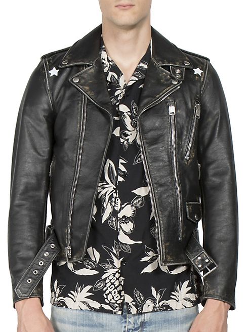 Saint Laurent - Distressed   Skin Leather Jacket