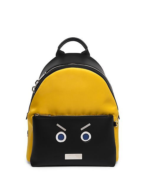 Fendi - Metal Face Leather Backpack