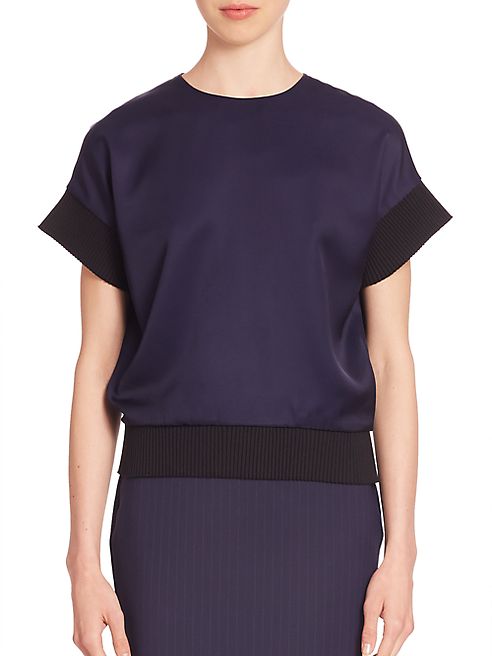 Victoria Beckham - Rib-Knit Trim Top