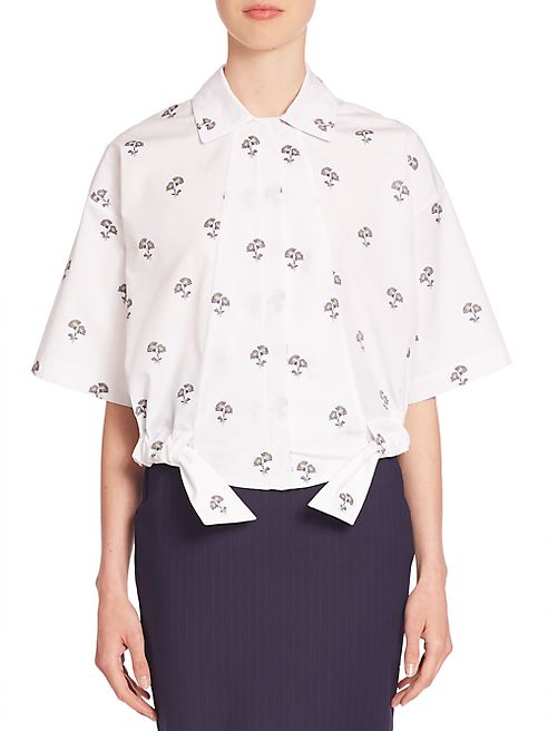 Victoria Beckham - Cotton Cropped Daisy-Print Shirt