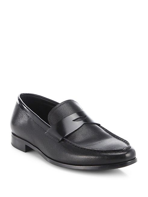 Giorgio Armani - Textured Leather Penny Loafers