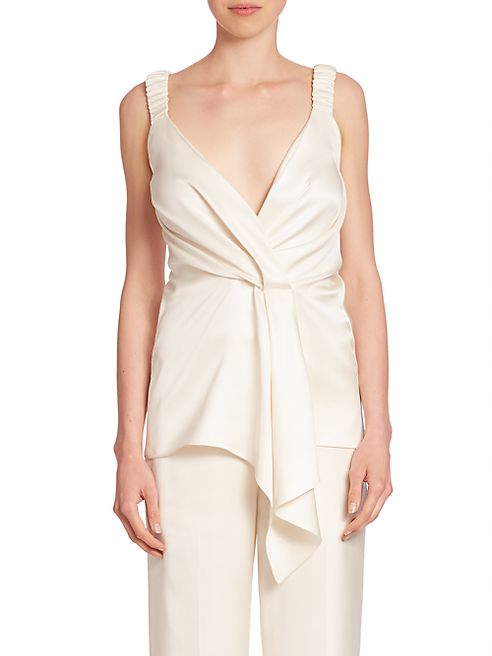 Victoria Beckham - Silk Ruched Draped Tank Top