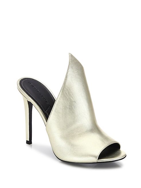 KENDALL + KYLIE - Essie Metallic Leather Peep Toe Mules