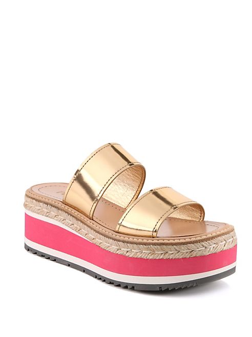 Prada - Metallic Leather Creeper Platform Slides