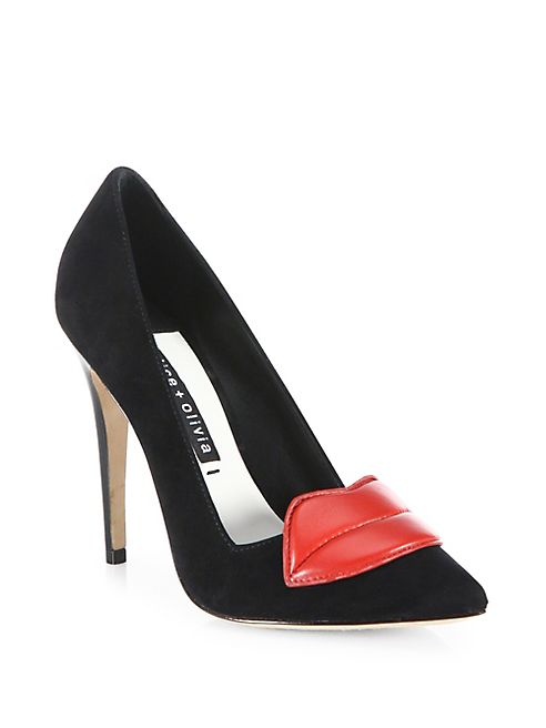 Alice + Olivia - Darra Lips Suede Pumps