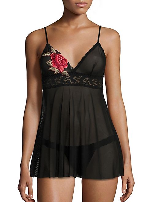 Hanky Panky - Rose Applique Babydoll & G-String Set