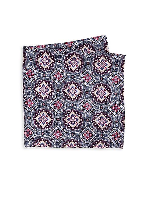 Saks Fifth Avenue Collection - Double Faced Floral Printed Silk Pocket Square