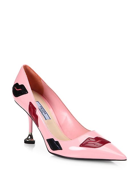 Prada - Rosa Patent Leather Lip Point Toe Pumps