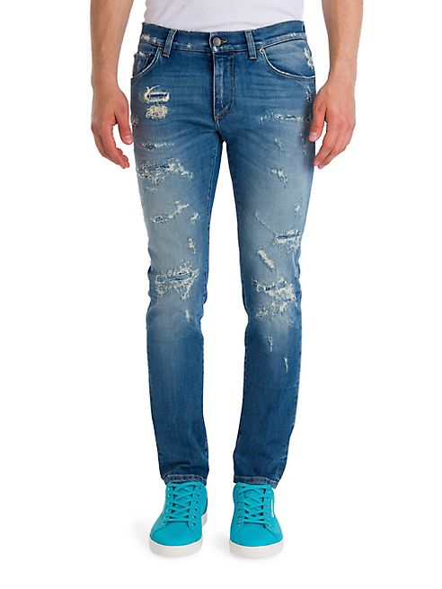 Dolce & Gabbana - Distressed Straight Fit Jeans