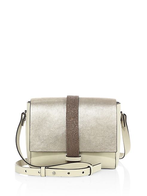 Brunello Cucinelli - Monili-Trim Metallic Leather Shoulder Bag