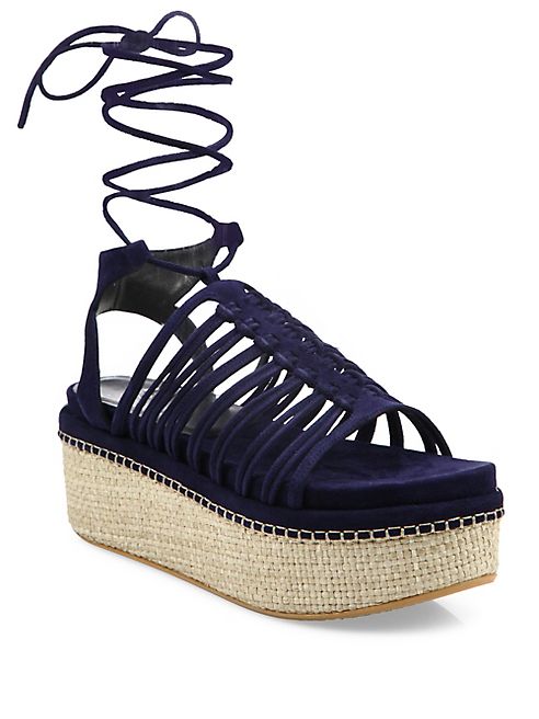 Stuart Weitzman - Knotagain Suede Lace-Up Platform Sandals