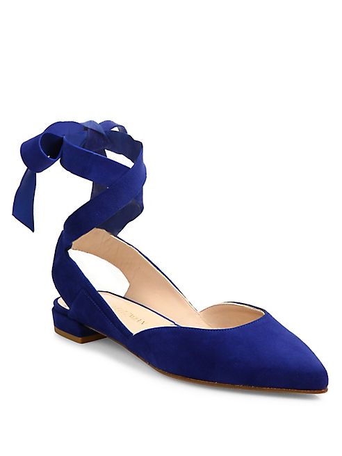 Stuart Weitzman - Supersonic Suede Lace-Up Flats