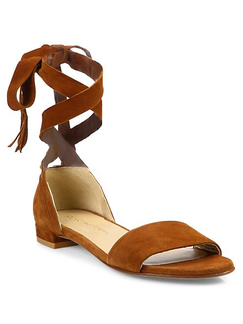 Stuart Weitzman - Corbata Suede Lace Sandals