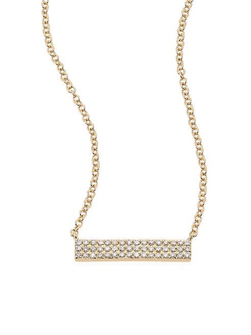 EF Collection - Mini Jumbo Bar Diamond & 14K Yellow Gold Pendant Necklace