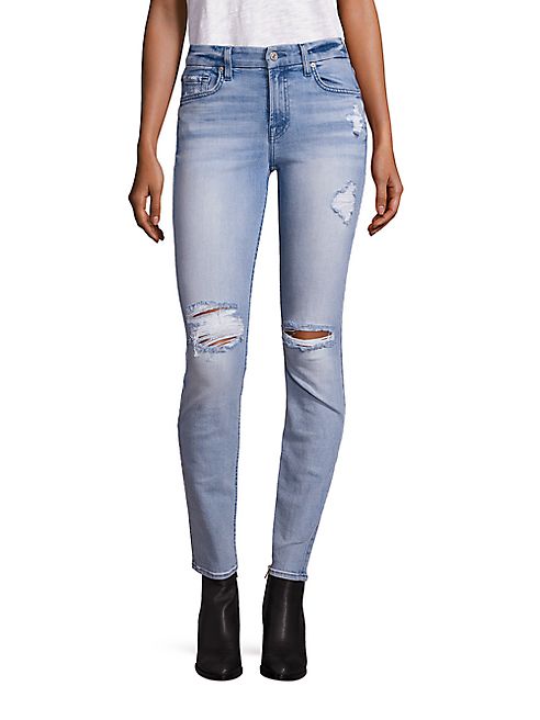 7 For All Mankind - Distressed Skinny Jeans