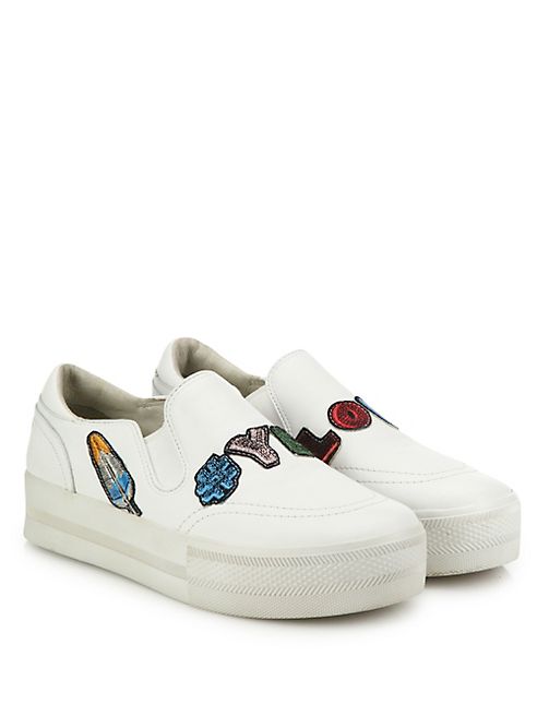 Ash - Jess Yes Love Embroidered Leather Platform Skate Sneakers