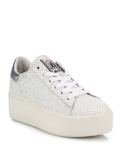 Ash - Cult Snake-Embossed Leather Platform Sneakers