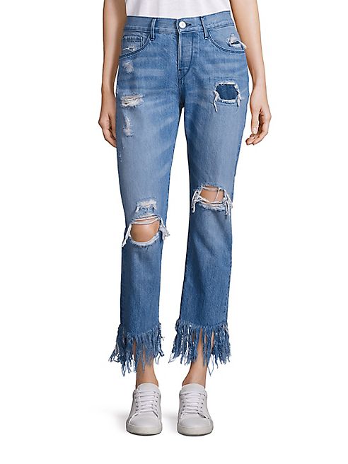 3x1 - WM3 Distressed Cropped Fringe Hem Jeans