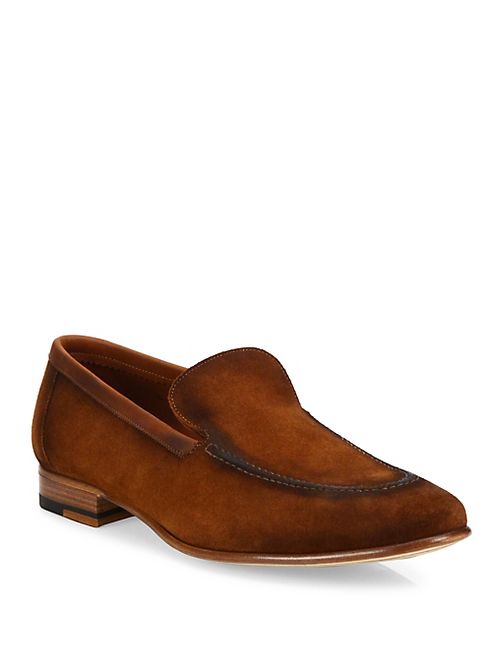 A. Testoni - Brandy Burnished Suede Loafers