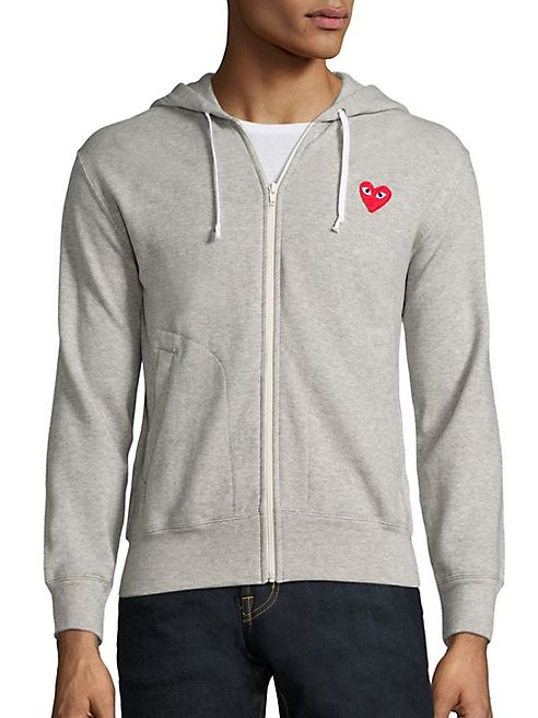 Comme des Garcons Play - Heathered Signature Logo Patch Jersey Hoodie