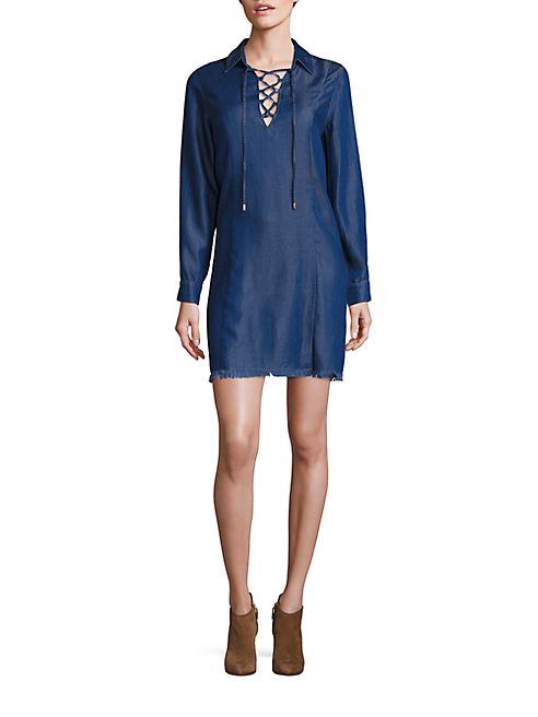 7 For All Mankind - Lace-Up Chambray Dress