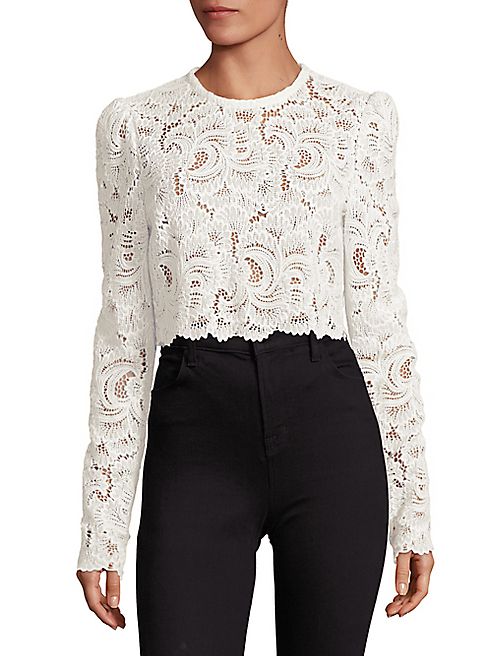 A.L.C. - Talia Cotton Lace Cropped Top