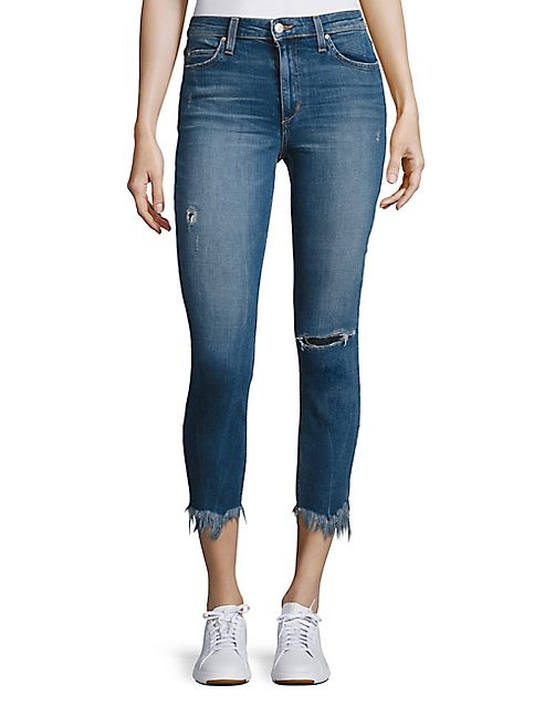 Joe's - Charlie High-Rise Distressed Cropped Raw-Edge Skinny Jeans