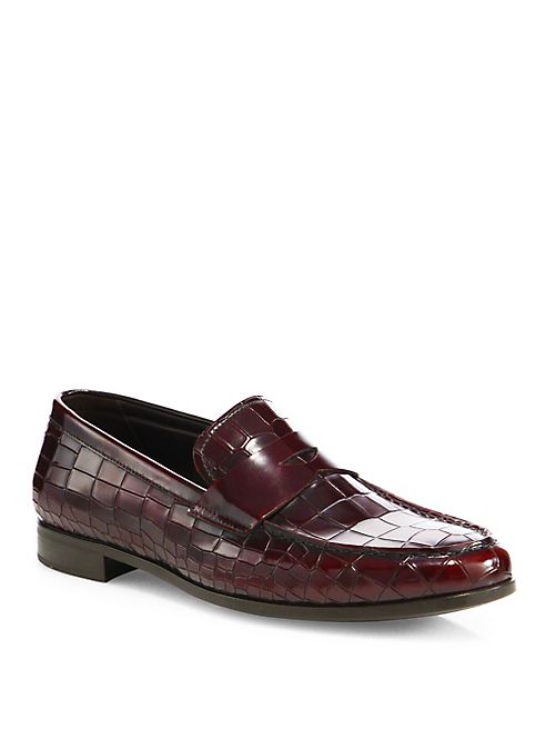 Giorgio Armani - Crocodile-Embossed Leather Loafers