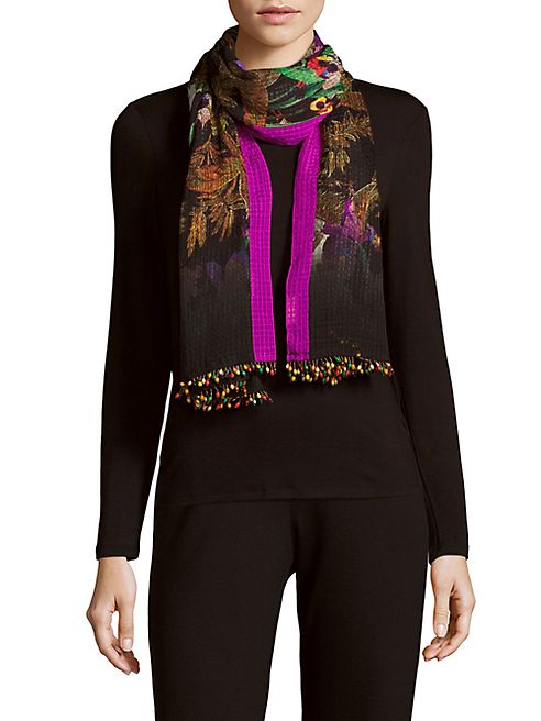 Etro - Beaded Jungle-Print Silk Scarf