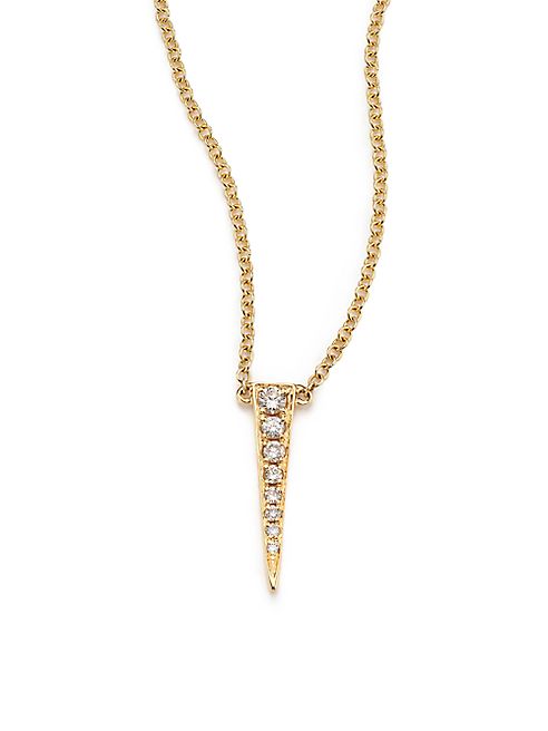 EF Collection - Mini Dagger Diamond & 14K Yellow Gold Pendant Necklace