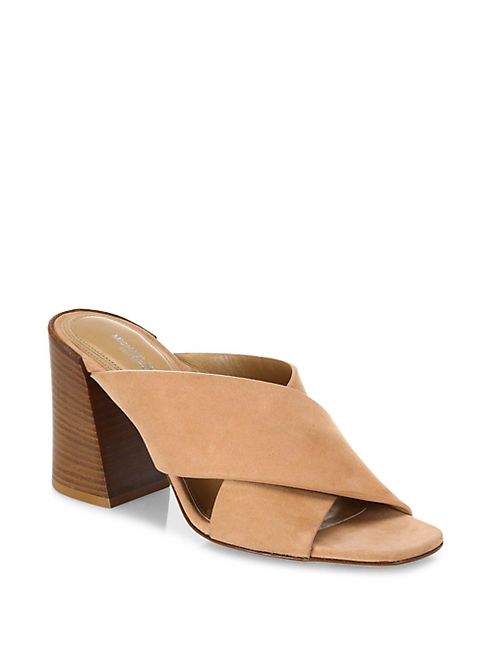 Michael Kors Collection - Brianna Crisscross Suede Block Heel Mules