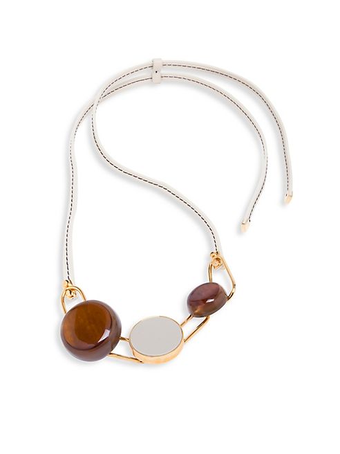 Marni - Leather, Horn & Methacrylic Pendant Necklace