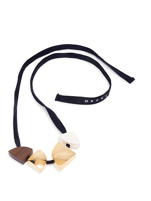 Marni - Poui Wood & Leather Pendant Necklace