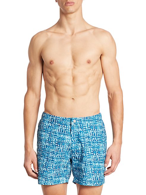 Saks Fifth Avenue Collection - Paint Plaid Swim Trunks