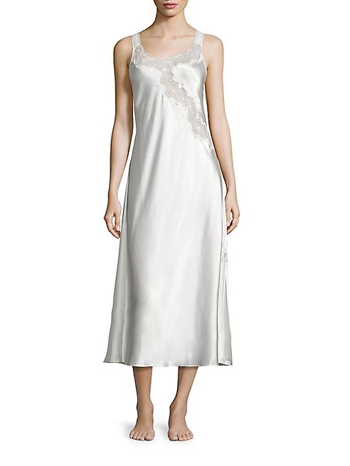 Oscar de la Renta Sleepwear - Lace Charmeuse Nightgown